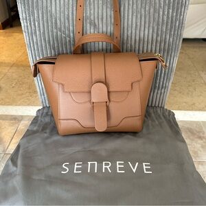 NEW SENREVE MAESTRA PEBBLED CHESTNUT/GOLD BAG HANDBAG